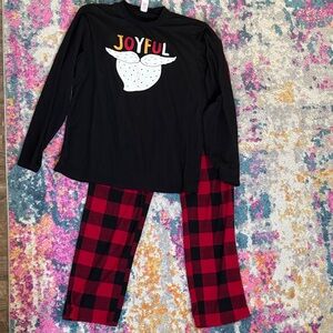 Men’s Joyful Black and Red Plaid Pajama Set
